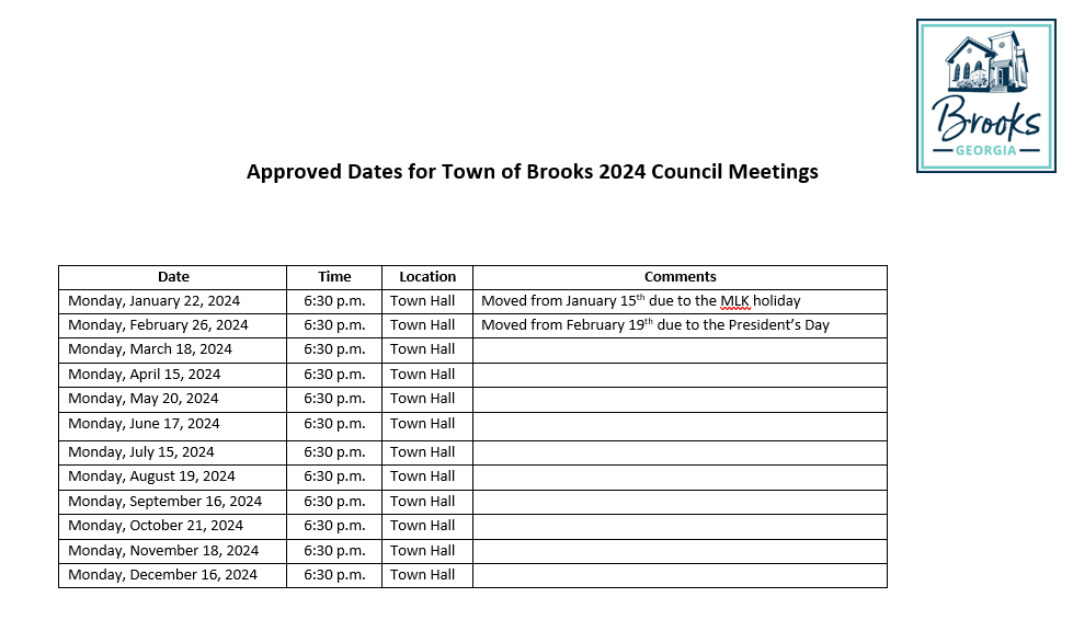  approved council dates